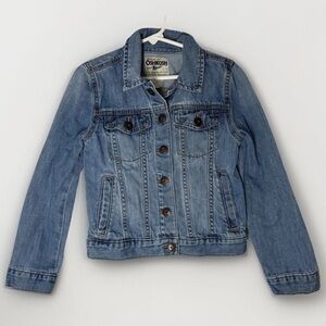 OshKosh B'Gosh Denim Trucker Jacket Snap Close Kids Girls Size 7 Unisex Classic